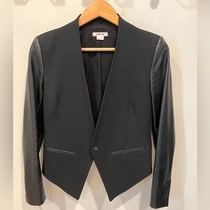 HELMUT LANG TUXEDO LEATHER CROPPED JACKET SIZE 2